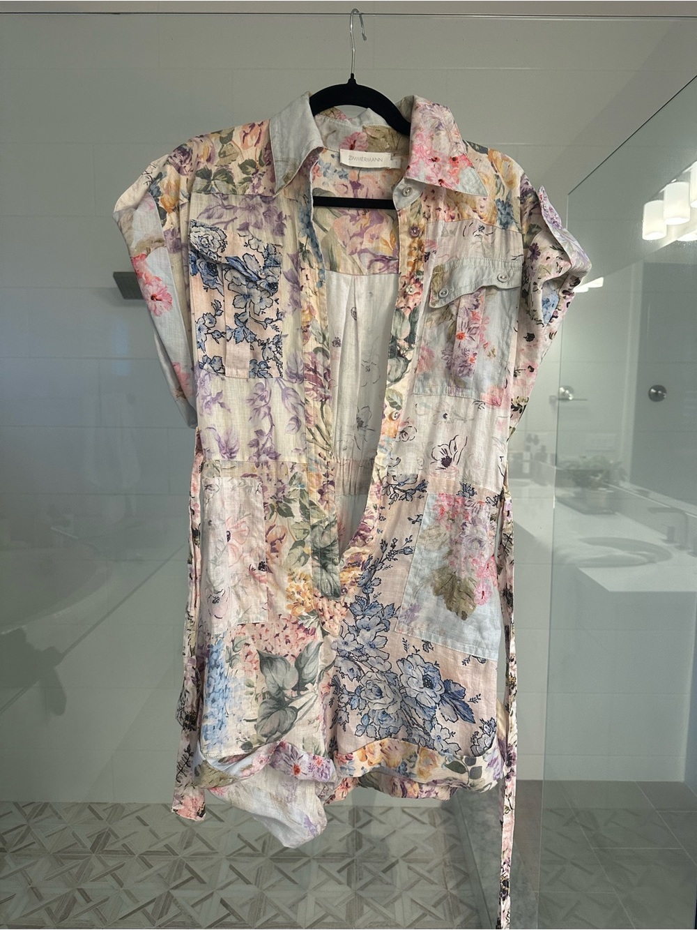 Zimmermann Pastel Floral Patchwork Button-Front Tunic